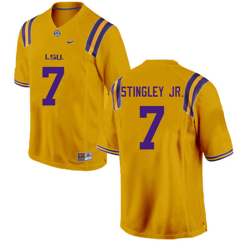 Men #7 Derek Stingley Jr. LSU Tigers College Football Jerseys Sale-Gold